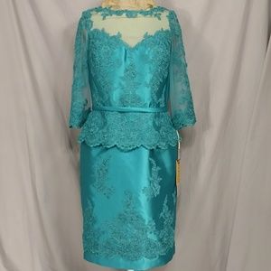 Feriani Couture Aqua Dress Gorgeous Color Super High Quality size 14 Turquoise